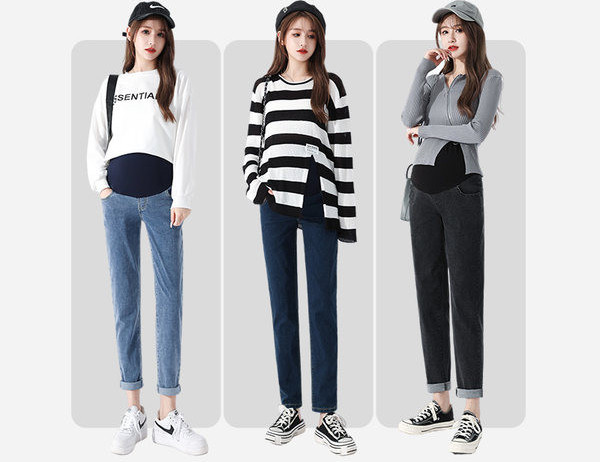 Magas derekú új modellhez illeszkedő kismamafarmer