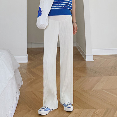 Női hosszú nadrág terhes nőknek, magas derékkal - laza alkalmi mintával