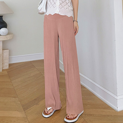 Női hosszú nadrág terhes nőknek, magas derékkal - laza alkalmi mintával