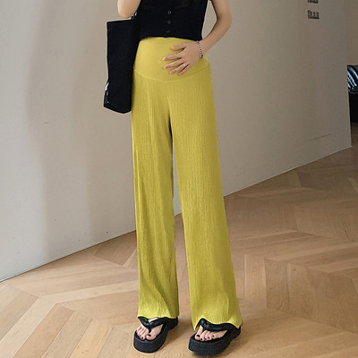 Női hosszú nadrág terhes nőknek, magas derékkal - laza alkalmi mintával