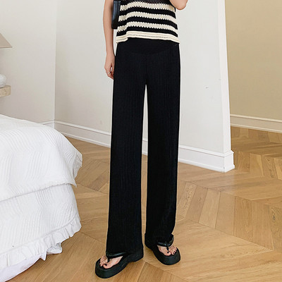 Női hosszú nadrág terhes nőknek, magas derékkal - laza alkalmi mintával