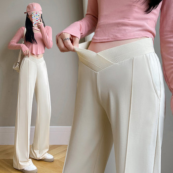 Дълъг дамски панталон за бременни жени с ниска талия - свободен модел