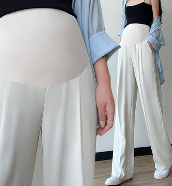 Широк панталон за бременни с висока талия и джобове