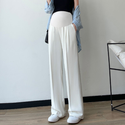 Széles szárú kismamanadrág magas derékkal és zsebekkel