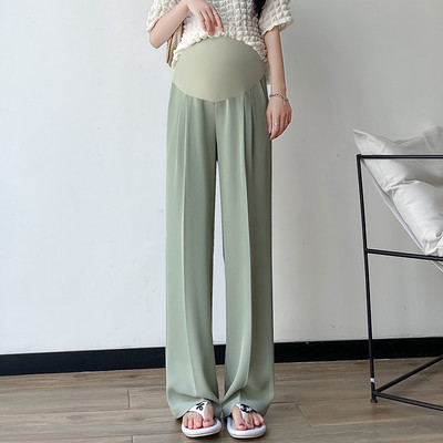 Széles szárú kismamanadrág magas derékkal és zsebekkel