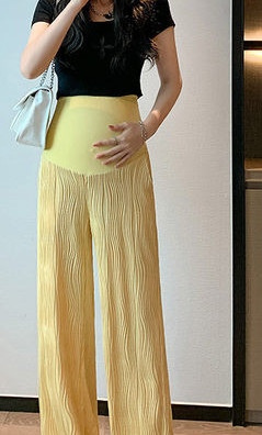Широк модел панталон за бременни с висока талия