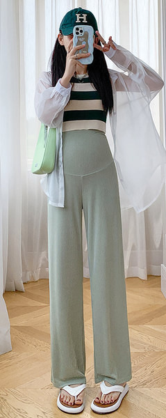 Γυναικείο μακρύ παντελόνι για εγκύους με ψηλή μέση - φαρδύ σχέδιο