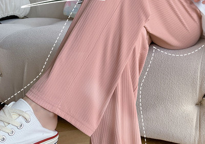 Női hosszú nadrág terhes nőknek magas derékkal – laza, tiszta mintával