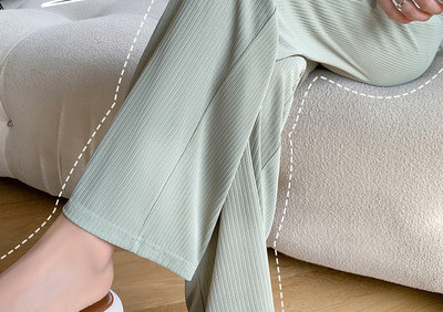 Női hosszú nadrág terhes nőknek magas derékkal – laza, tiszta mintával