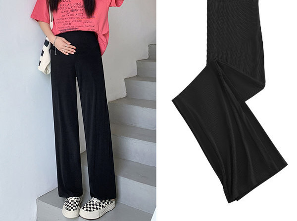 Női hosszú nadrág terhes nőknek magas derékkal – laza, tiszta mintával