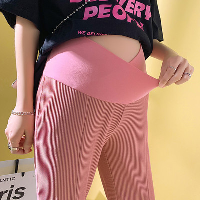 Egyszínű lezser, magas derekú kismamanadrág