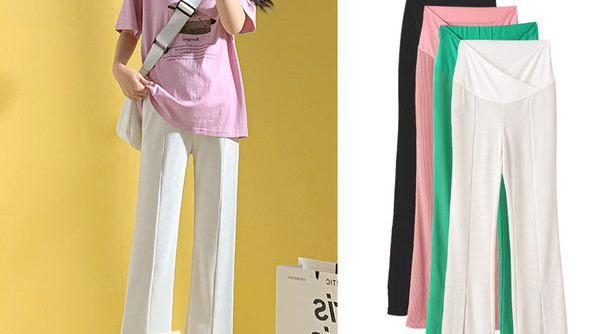 Egyszínű lezser, magas derekú kismamanadrág