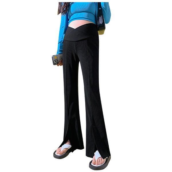 Egyszínű lezser, magas derekú kismamanadrág