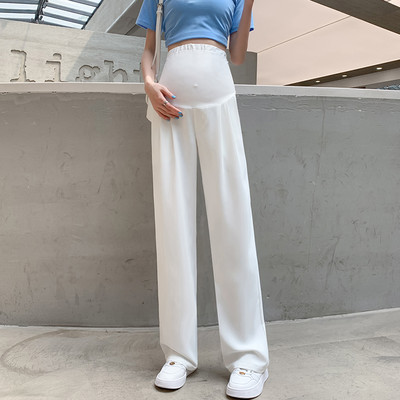 Női hosszú nadrág terhes nőknek, magas derékkal – letisztult bő mintával