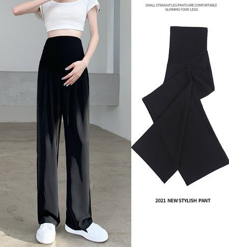 Női hosszú nadrág terhes nőknek, magas derékkal – letisztult bő mintával