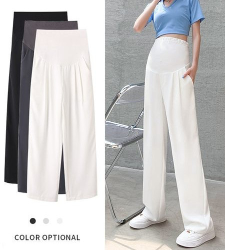 Női hosszú nadrág terhes nőknek, magas derékkal – letisztult bő mintával