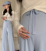 Ψηλόμεσο καλοκαιρινό παντελόνι εγκυμοσύνης με κορδόνια