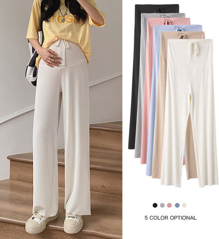 Ψηλόμεσο καλοκαιρινό παντελόνι εγκυμοσύνης με κορδόνια