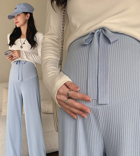 Ψηλόμεσο καλοκαιρινό παντελόνι εγκυμοσύνης με κορδόνια