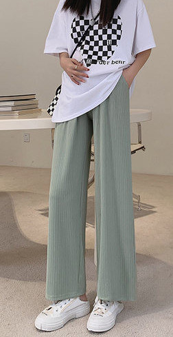Дамски дълъг панталон за бременни жени с ниска талия - изчистен свободен модел