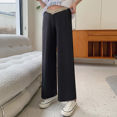 Női hosszú nadrág terhes nőknek alacsony derékkal – letisztult bő mintával