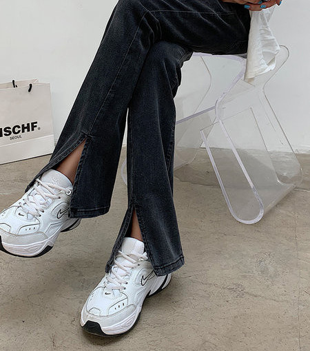 Magas derekú hasított kismama egyenes nadrág