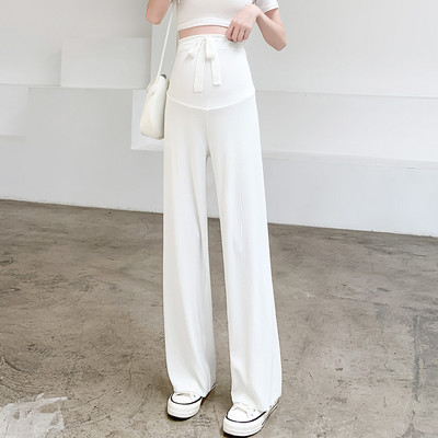 Széles szárú kismamanadrág magas derékkal és fűzővel