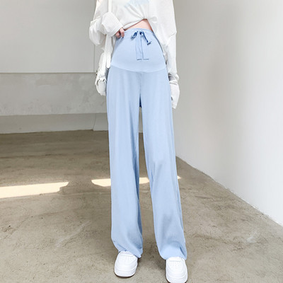 Széles szárú kismamanadrág magas derékkal és fűzővel