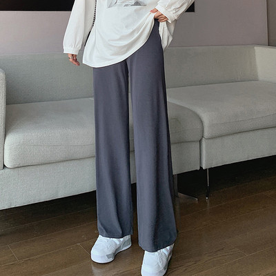 Női hosszú nadrág terhes nőknek - magas derekú bő mintával