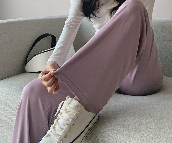 Női hosszú nadrág terhes nőknek - magas derekú bő mintával