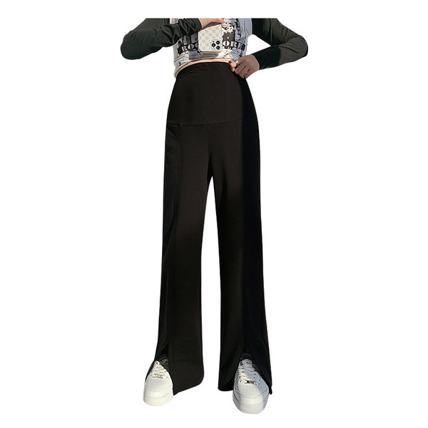 A mindennapi élethez megfelelő széles modell kismamanadrág, magas derékkal