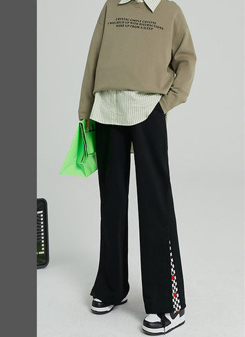 Női hosszú nadrág terhes nőknek magas derékkal - bő mintával