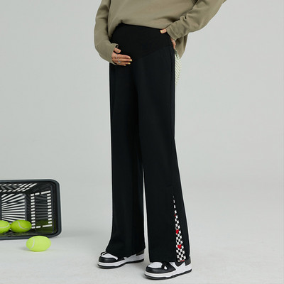 Női hosszú nadrág terhes nőknek magas derékkal - bő mintával