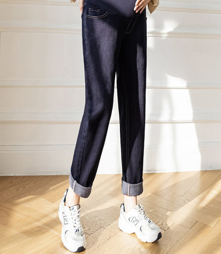 Női hosszú nadrág terhes nőknek magas derékkal - egyenes tiszta modell