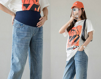 Дамски дънки с висока талия и джобове подходящи за бременни два модела с подплата и без подплата 