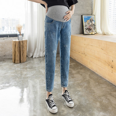 Ženske traperice visokog struka s džepovima za trudnice, dva modela, na podstavu i bez podstave