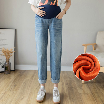 Ženske traperice visokog struka s džepovima za trudnice, dva modela, na podstavu i bez podstave