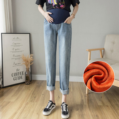 Ženske traperice visokog struka s džepovima za trudnice, dva modela, na podstavu i bez podstave