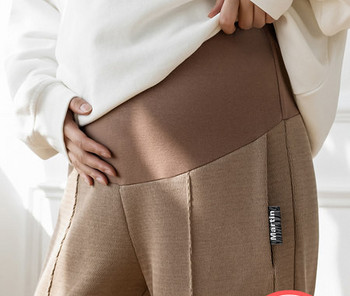 Дамски дълги панталони за бременни жени с висока талия - плюс кадифе