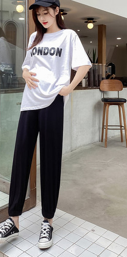 Ежедневен панталон за бременни с джобове и висока талия 