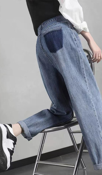 Magas derekú, széles szárú kismamafarmer