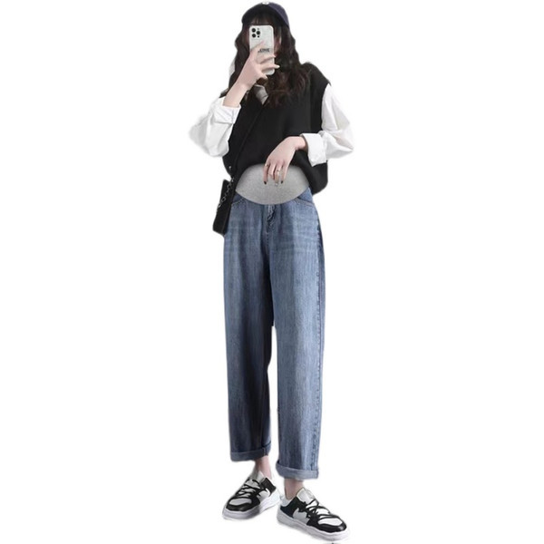 Magas derekú, széles szárú kismamafarmer