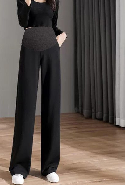 Lezser kismamanadrág széles szárral és magas derékkal