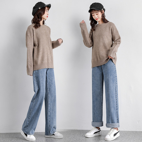 Tavaszi őszi magas derekú kismama farmernadrág