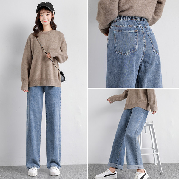 Tavaszi őszi magas derekú kismama farmernadrág