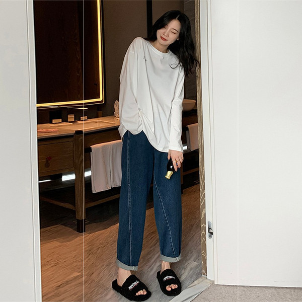 Női farmer széles modell magas derékkal, terhes nők számára