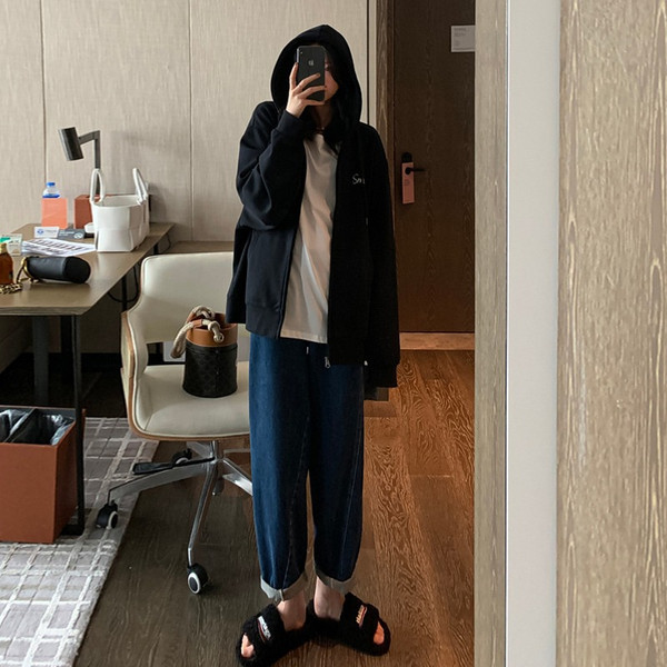 Női farmer széles modell magas derékkal, terhes nők számára