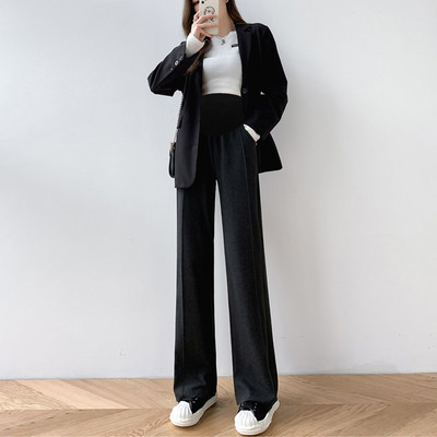 Lezser széles szárú kismamanadrág zsebekkel és magas derékkal