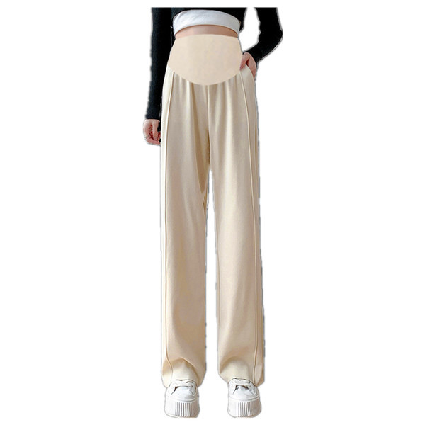 Lezser széles szárú kismamanadrág zsebekkel és magas derékkal