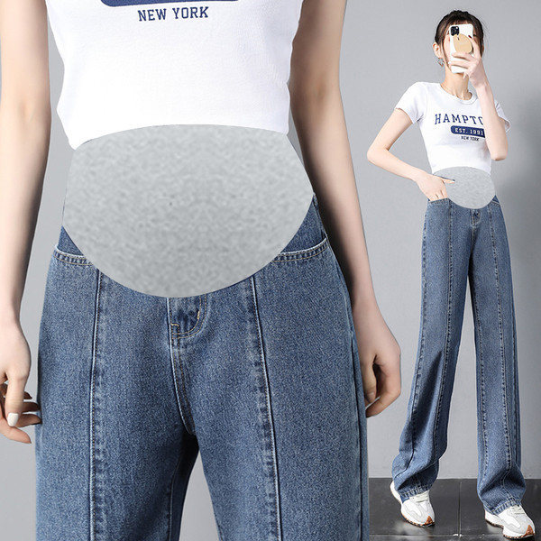 Τζιν εγκυμοσύνης σε ίσιο μοντέλο με ψηλή ελαστική μέση